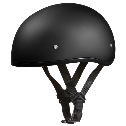 DOT Approved Daytona Skull Cap Half Shell Motorcycle Helmet - Beanie Style  - Dull Black