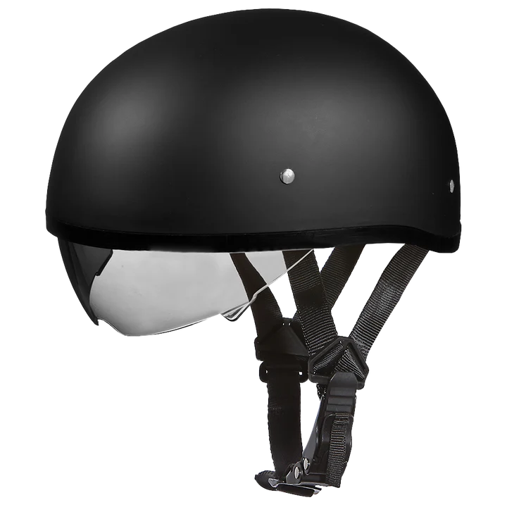 Daytona Skull Cap W/ Inner Shield - Dull Black - D.O.T.