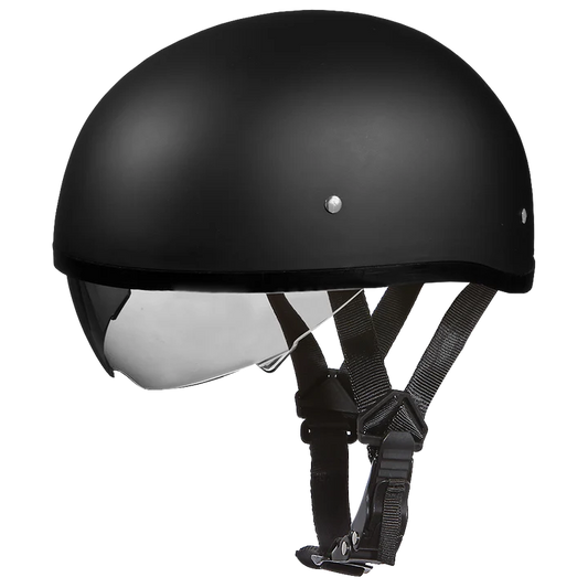 Daytona Skull Cap W/ Inner Shield - Dull Black - D.O.T.