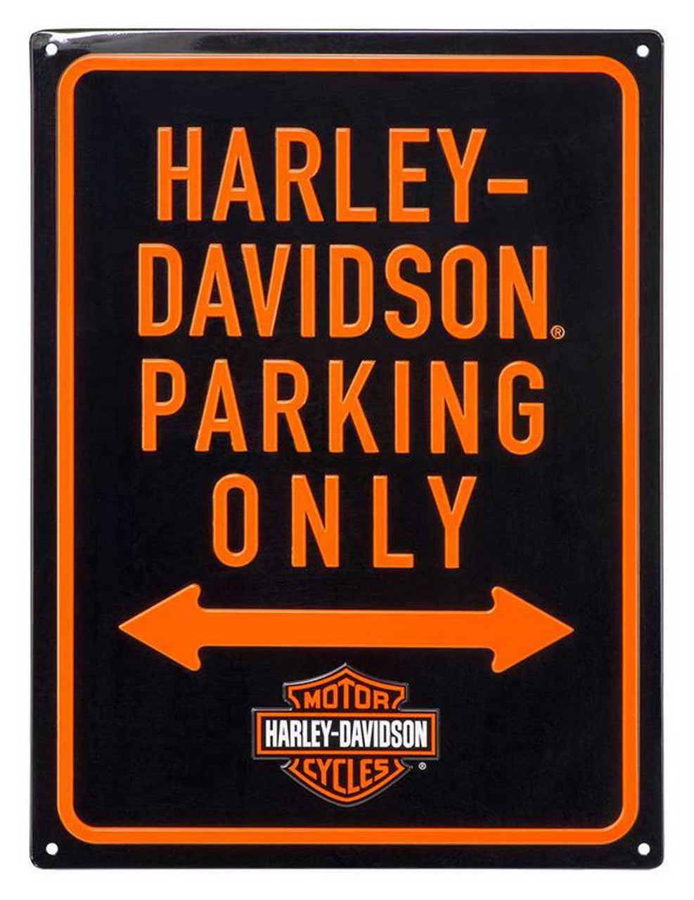 Harley-Davidson® Embossed Parking Only B&S Logo Tin Sign - 12 x 15.75 inches