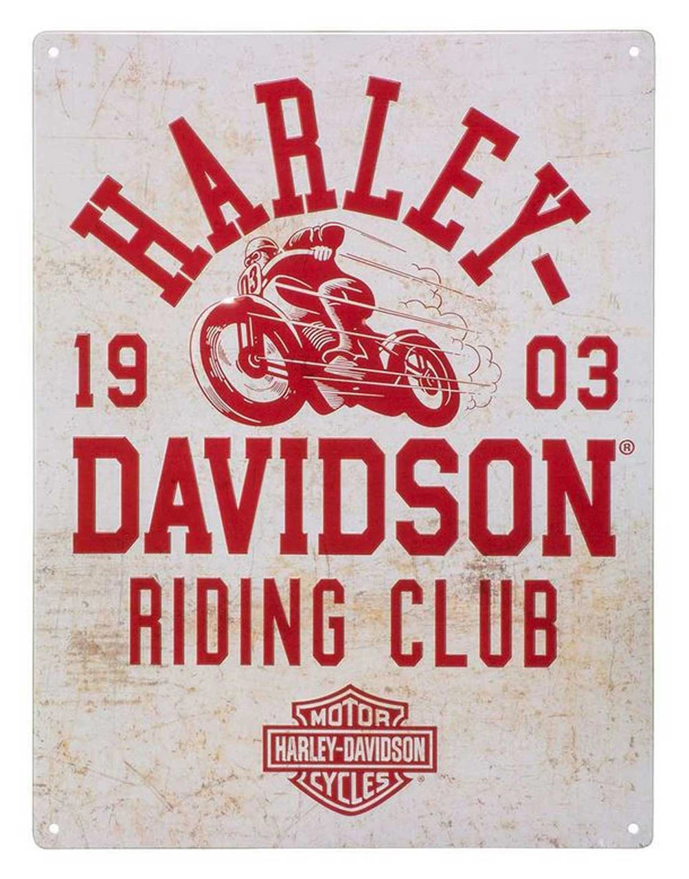H-D Embossed Tin Sign, Riding Club Bar & Shield Logo