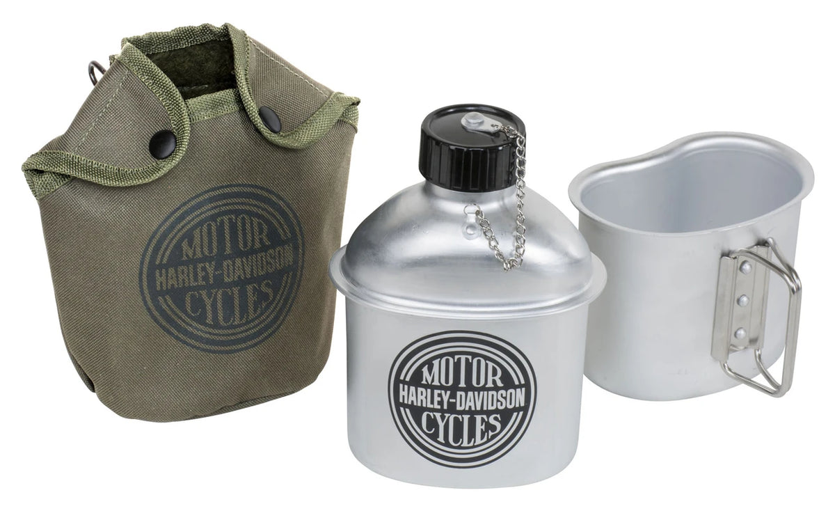 H-D Circle Logo Aluminum Canteen w/ Bowl & Canvas Pouch - 34 oz.