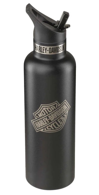 H-D Bar & Shield Water Bottle, Double-Wall Stainless Steel - Black