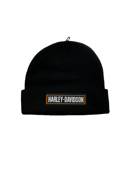 H-D Bar Knit Cuffed Beanie - Black