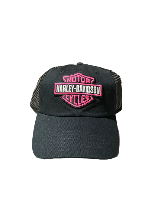 Women's Pink Bar & Shield 6-Panel Trucker Curved Bill Hat
