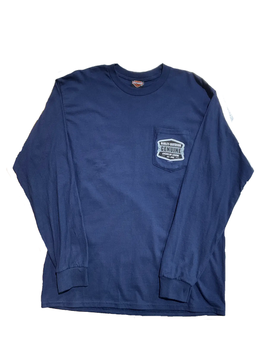 H-D "Genuine" Men's Long Sleeve Pocket Tee