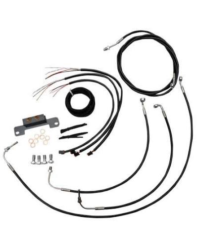 LA Choppers Complete Braided Cable Kit (Black) - Harley Touring 2017-2020