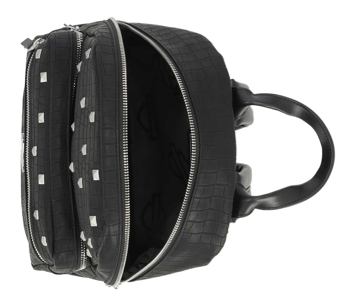 H-D Women's Croco Embossed Stud Bar & Shield Backpack, Black