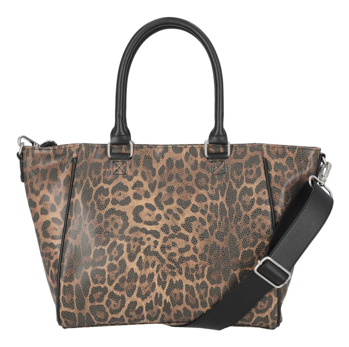 H-D Women's Leopard Rhinestone Bar & Shield Satchel Purse, Brown