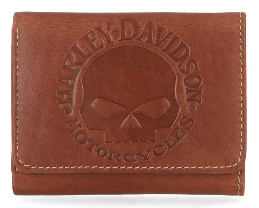 Willie G Trifold Snap Wallet Cognac