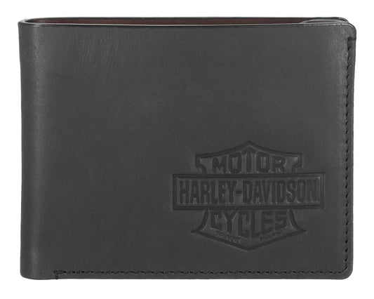 H-D Men's Vintage Bar & Shield Leather Billfold Wallet, Black