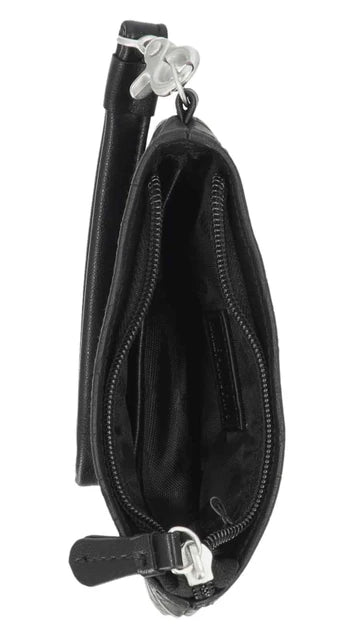 H-D Women's Metal Bar & Shield Croco Coin Case w/ Wristlet, Black