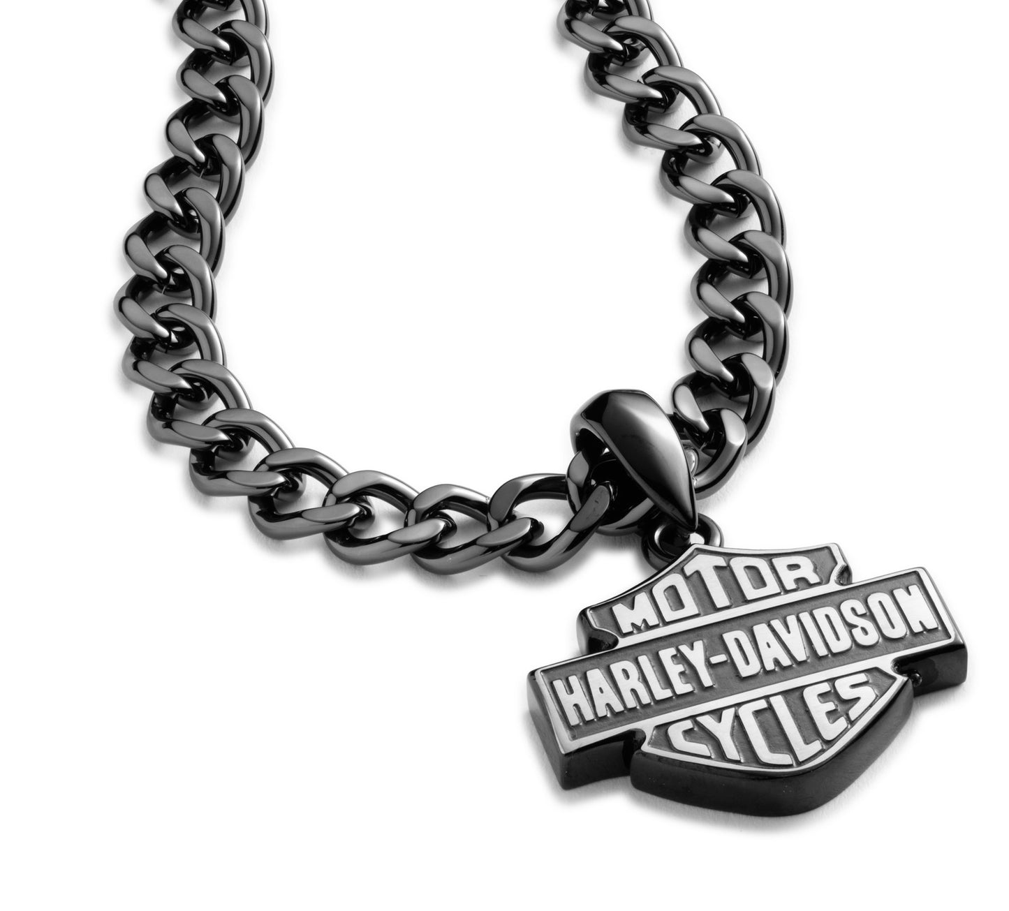 Stainless B&S Logo Pendant Necklace Black