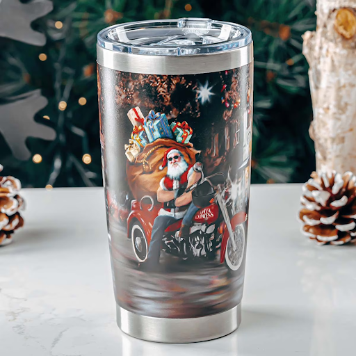 Biker Santa Travel Mug