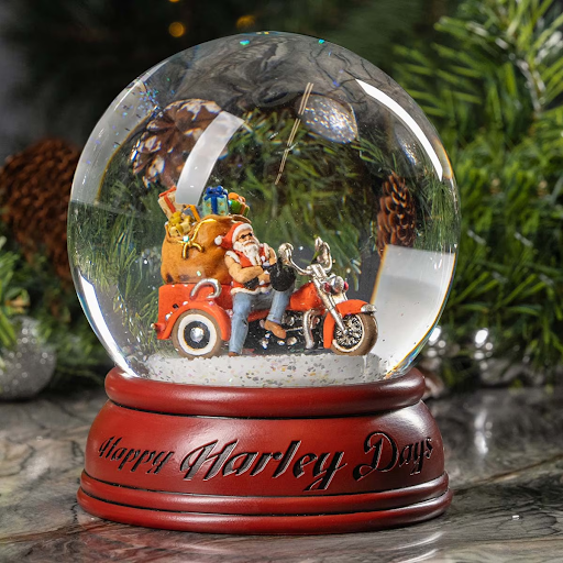 Biker Santa Snow Globe
