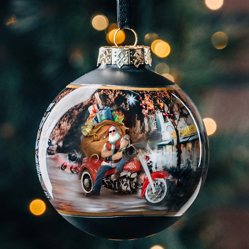 2025 Biker Santa Ball Ornament