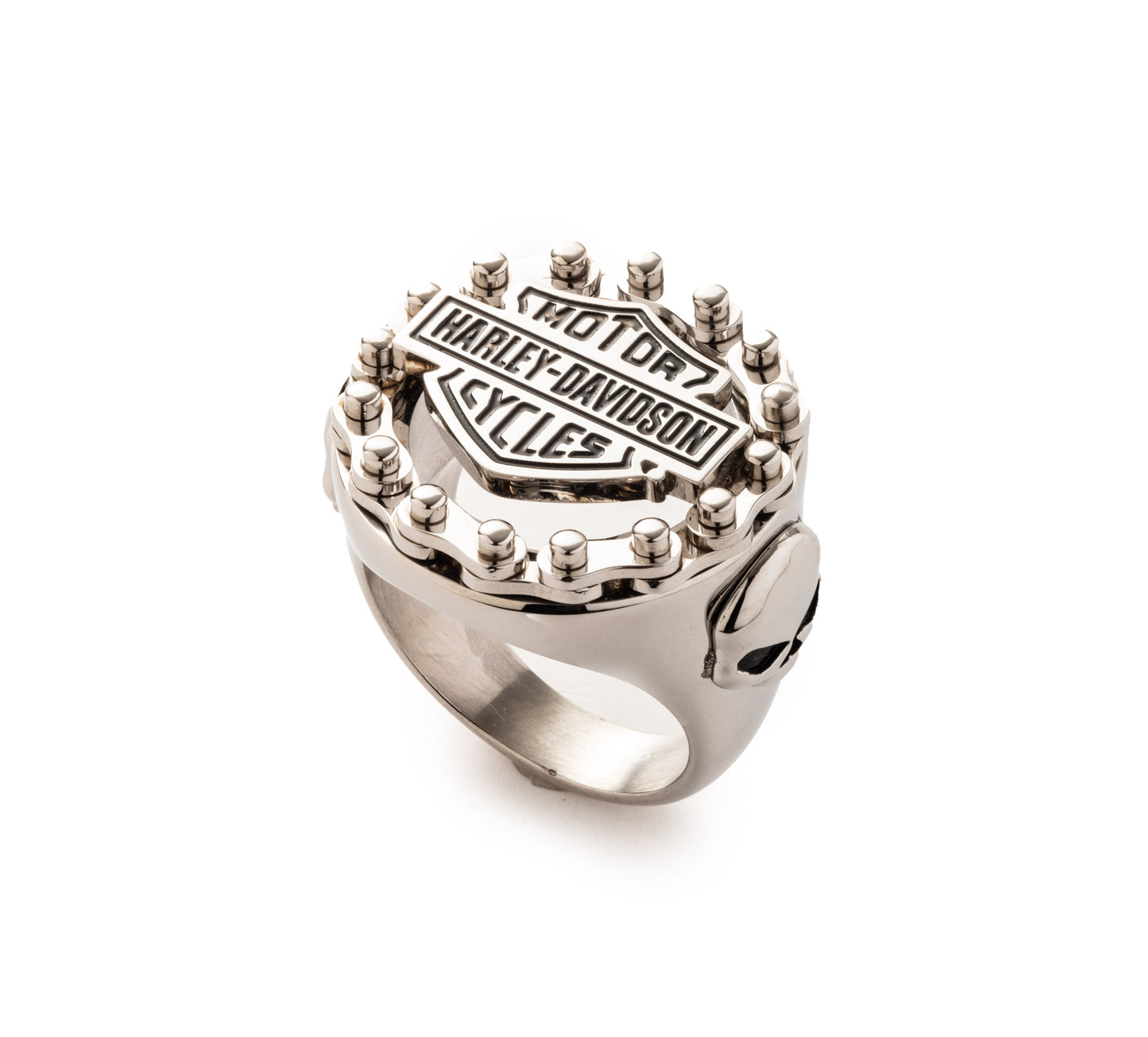 MEN'S BOXED BIKE CHAIN WITH SCRIPT BAR & SHIELD LOGO RING
