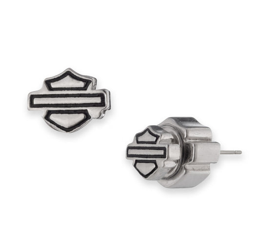 WOMEN'S 6MM BAR AND SHIELD STUD EARRINGS