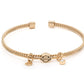 WOMEN'S BOXEDBAR & SHIELD CRYSTAL CHARM TEXTURED CUFF BRACELET