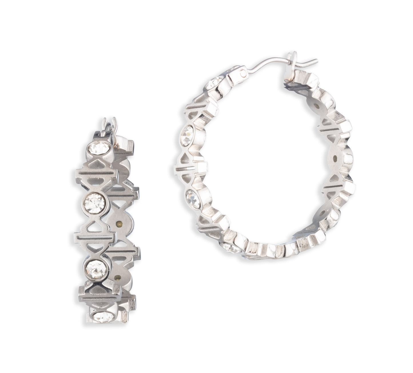 B&S Click It Hoop Crystal Earring